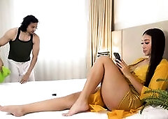 Horny Big ass Colombian Recieve Tantric Massage and rough Fuck by indian Cleaning Boy, Daniela Andrea , Nicks Indian