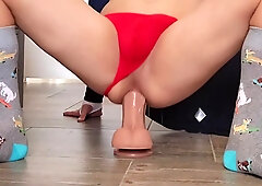 Sluty Femboy Rides A Massive Toy Till Their A Gaping Mess