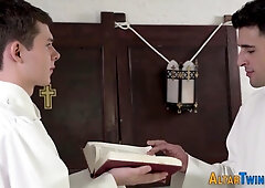 Gay catholic twink gets ass jizzed