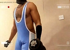 Muscle hunk Reece From Brum shows off his strength in a workout compilation at the trap mansion