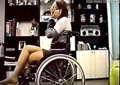 vintage movie scene of a youthful paraplegic woman with charming tiny breasts who caresses herself fingering and masturbates and give themselves joy w