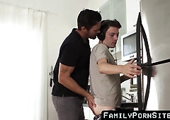 Naive Lad Throatfucked And Smashed Sans a condom In The Kitchen Until Internal cumshot