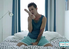 Hot Tattooed Twink Noah Jacks Off His Big Cock And Cumshots!