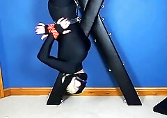 Nina Jay Mummifed and Suspended Upsidedown!