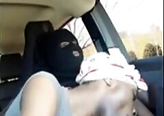 Black Crossdresser Deep throat in Van