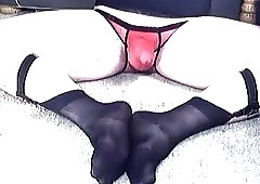 Horny Crossdresser In See-Through Pants