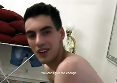 Dark-haired twink fucks the cameraman in POV