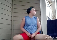 twink jerks on patio