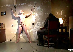 Tall Hot Blonde On Tip-toes Hanging From A Crotch Rope, Made To Squirt With Tall Blonde And Dylan Ryan