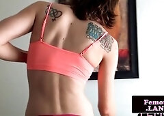 Small tit femboi Luna Loveless jacking off solo for the first time