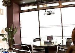 Super hot young maid with large tits has sex