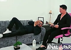 WE INVITED OUR SECRETARY TO A PRIVATE PARTY AND, ALONG WITH THE BOSS, WE FUCKED HER ASS IN A THREESO