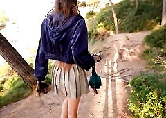 POV: I can’t await until home! I wish u to screw me right here! Risky public sex in woods