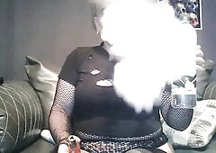 Just looking hawt, listening to metal and blowing clouds