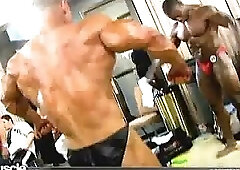 Tommy Wooster Lifting Weights And Flexing and Posing Backstage