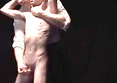 Twink Boy moans while daddy jacks his cock