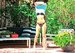 Daddy fucks a long-legged and young hottie in the missionary pose