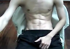 Lean Smooth teen 18+'s Big Cock Bursts with SEMEN High into Air