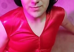 Red Princess Kitty Cross Having Fun in Red Dress