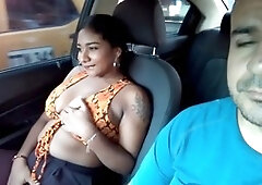 I tempt my Uber driver to join in a wild session while showing off my boobs