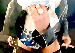 Sensual Transgender Marilyn teases in leather heels with her thick smoking fetish