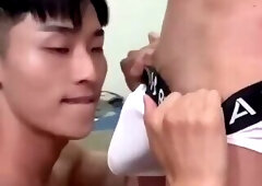 chinese good sucker gets rewarded with cum from huge hard cock