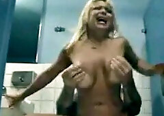 Milf is humiliated in public bathroom