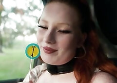 Fresh rehead angel with a large booty, Siren, goes to a lagoon in the south with Taskmaster Kneel, where this chab trains her to eat butt and swallow 