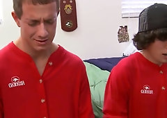 Hazing teen jock takes cock for fraternity