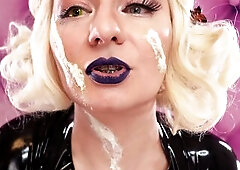 Make-up with scars in process - with liquid latex and cottonwool.