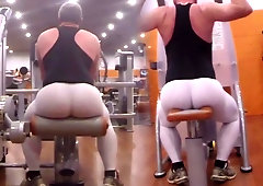 Working out in white spandex