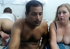 Curvy blonde mature gave me a blowjob while her friend besid