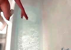 tgirl edging in the bathtub and cum in water Emily Adaire TS