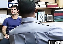 Straight perp detained and fucked by black LP Officer