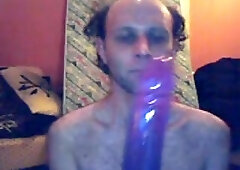 Mature Chap Sucking Huge Dildo