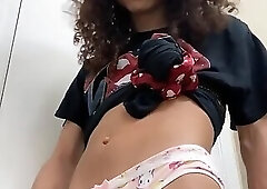 Curly hair TS Falkybear wanking