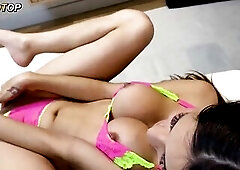 Slim beauty is impressed by her roommate's biggest ramrod - Youthful hotty cries on the large rod from cumming so much