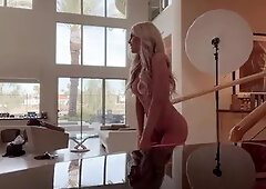 Naked Horny with Big Tits at a Mansion Photoshoot