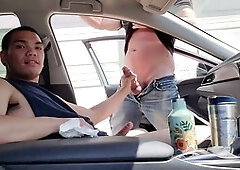 Passionate cumshots in an alley with young Chinese men