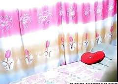 Small titted ladyboy cock wanking