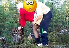 Business lady and hooligan-three