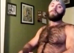 Hairy Lumberjack Masturbates, Showing Off His Cock