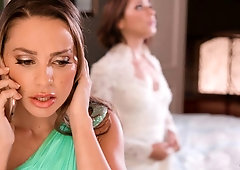 Spicy busty beauties Adriana Chechik and Abigail Mac fuck in the bedroom