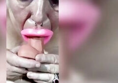 What a large load cumming even to her nose