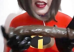Cute Trans Elastic Slut Giving a Oral-sex to BBC and Eating Cum after Deepthroat wearing a S&M Nosehook