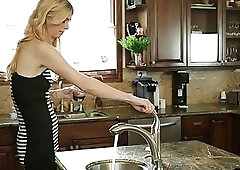 MIlf shemale Mandy Mitchell swallows bigcock in her wet mouth