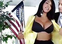 Busty shemale beauty Jane Marie eagerly rides a throbbing boner