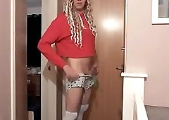 Crossdresser red hoodie