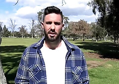 Str8chaser.com - American Blaze Burton handjob outdoors