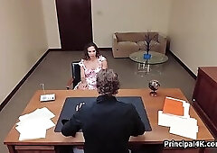 Latina housewife cheats with head teacher doggystyle on his desk